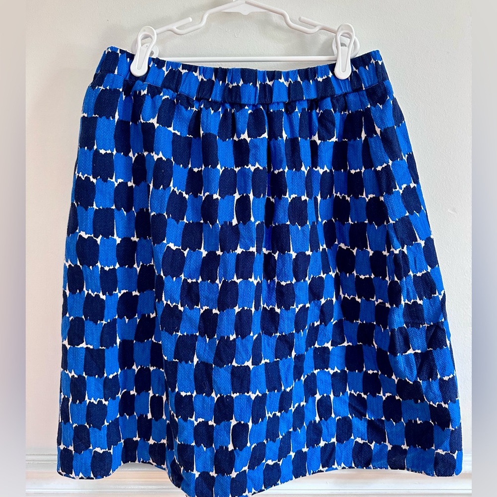 Boden Blue Black Geometric Elastic-Waist Skirt uk 12L us 8L EUC